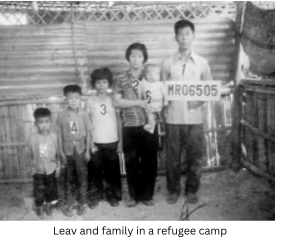 Leav and family in a refugee camp