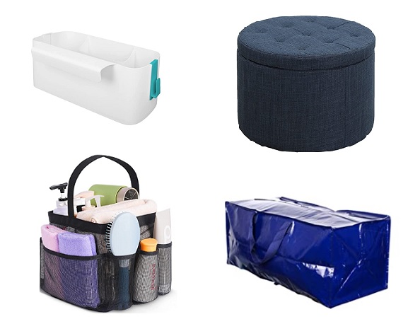 bed caddy, ottoman, shower caddy, moving bag